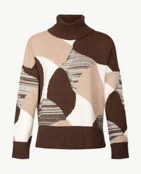 Gollé Haug - Damespullover coll - Choco met beige en cream