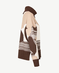 Gollé Haug - Damespullover coll - Choco met beige en cream