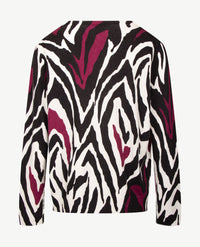 Gollé Haug - Dunne damespullover - Ronde hals - Antraciet met cream en burgundy