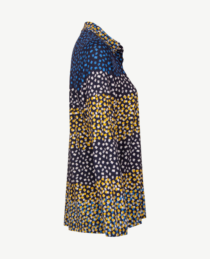 Gollé Haug - Damespolo - Jersey - Navy met oker, kobalt en beige