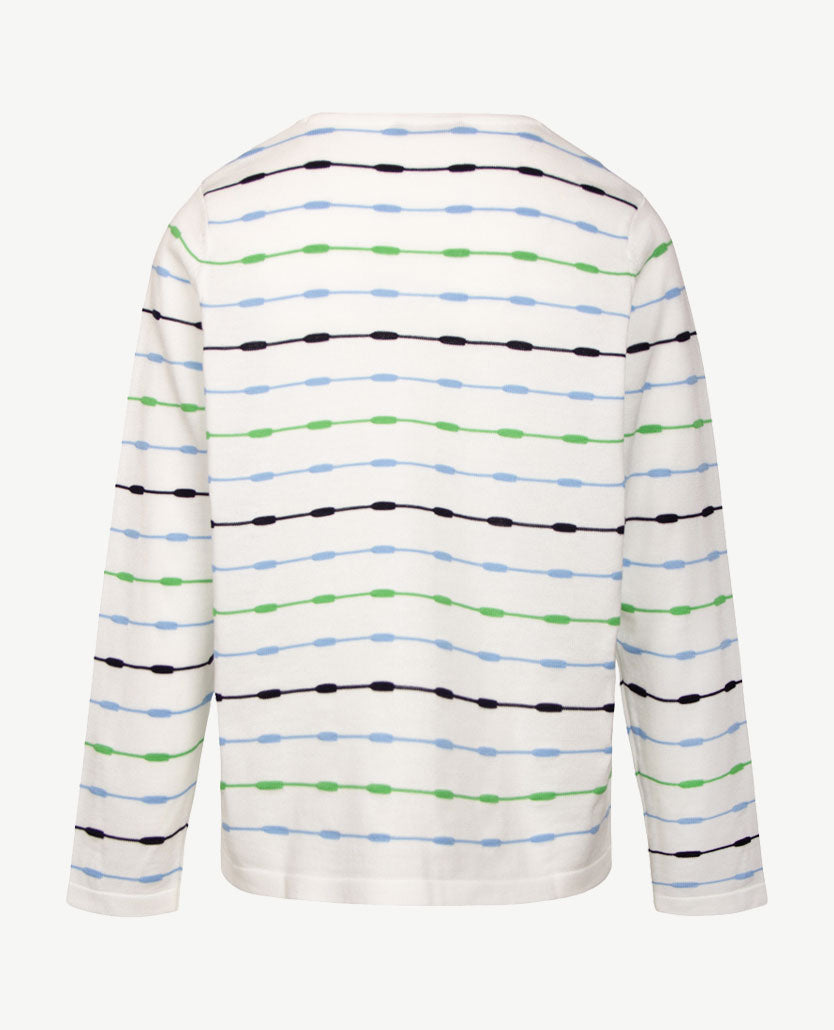 Gollé Haug - Lichte pullover V-hals - Wit met groen, blue en marine
