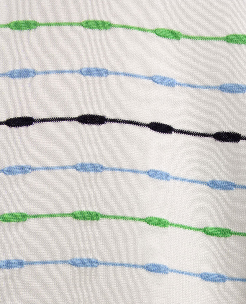 Gollé Haug - Lichte pullover V-hals - Wit met groen, blue en marine