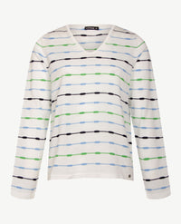 Gollé Haug - Lichte pullover V-hals - Wit met groen, blue en marine