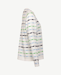 Gollé Haug - Lichte pullover V-hals - Wit met groen, blue en marine