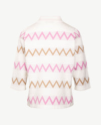 Gollé Haug - Polo - gebreid - Wit met rose en beige-taupe