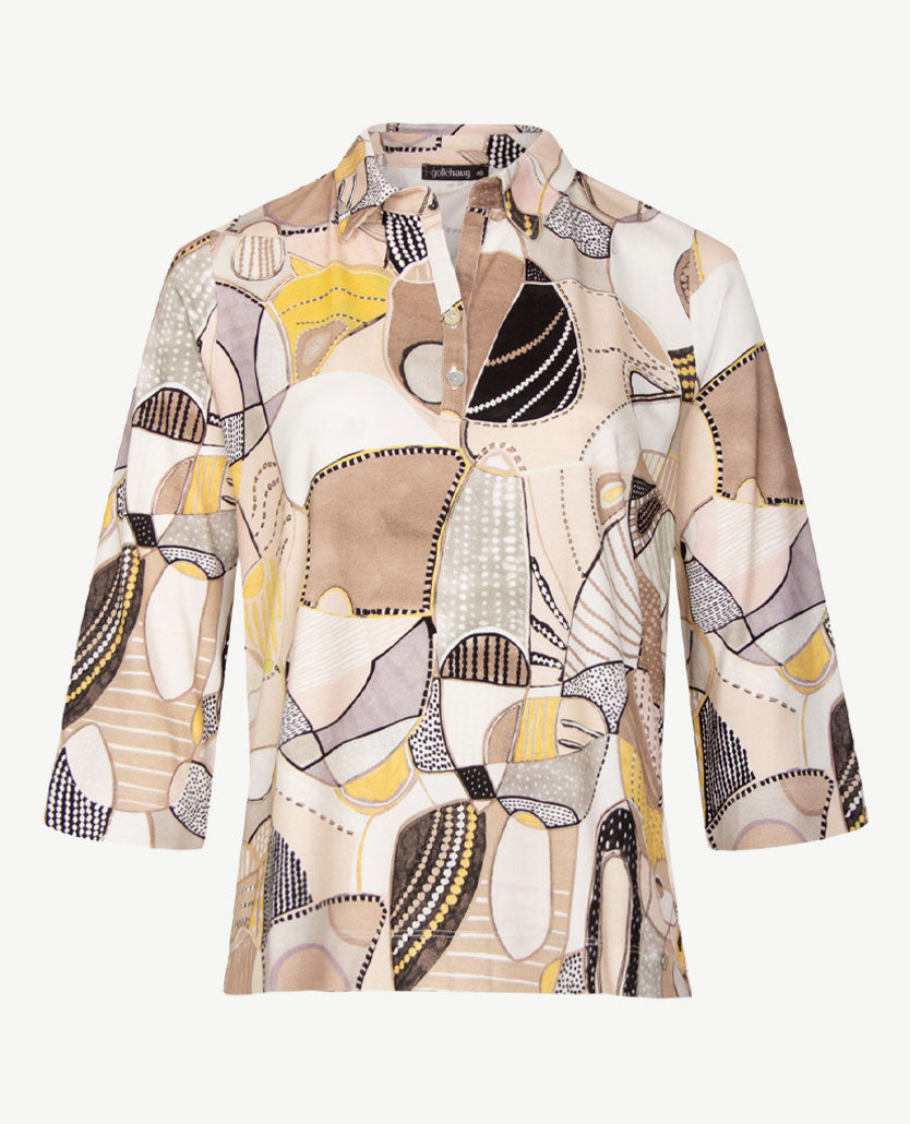 Gollé Haug - Polo - jersey - Beige met wit, taupe en rose en zwart