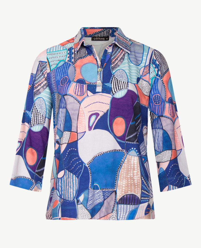 Gollé Haug - Polo - jersey - Jeans met peach, blauwen en wit