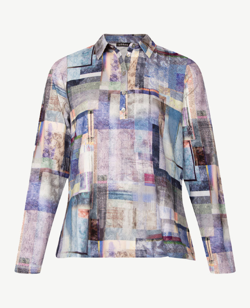 Gollé Haug - Damespolo - Jersey - Blauwen met grijs en cream