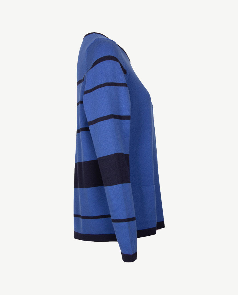 Gollé Haug - Damespullover - Ronde hals - Kobalt met navy en pink