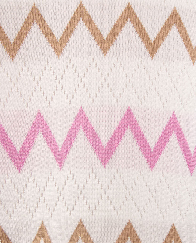 Gollé Haug - Lichte pullover ronde hals - Wit met rose en beige