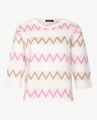 Gollé Haug - Lichte pullover ronde hals - Wit met rose en beige