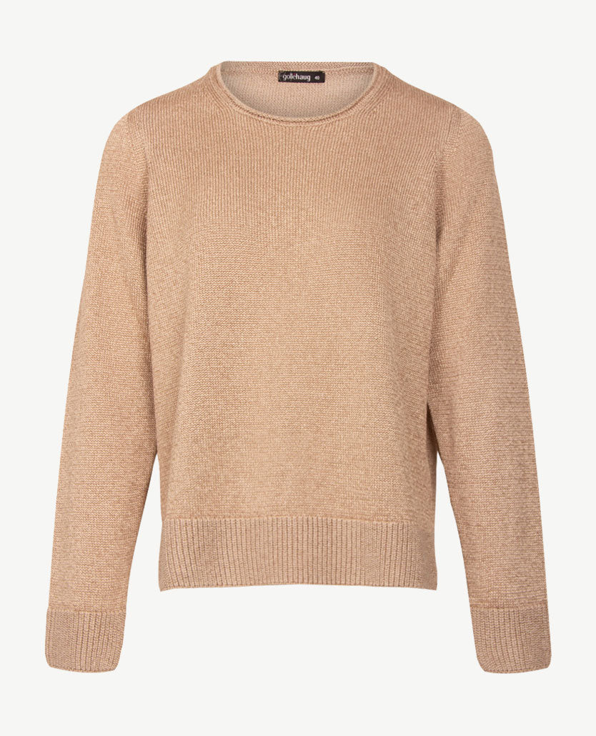 Gollé Haug - Lichte pullover ronde hals - Glans beige-caramel