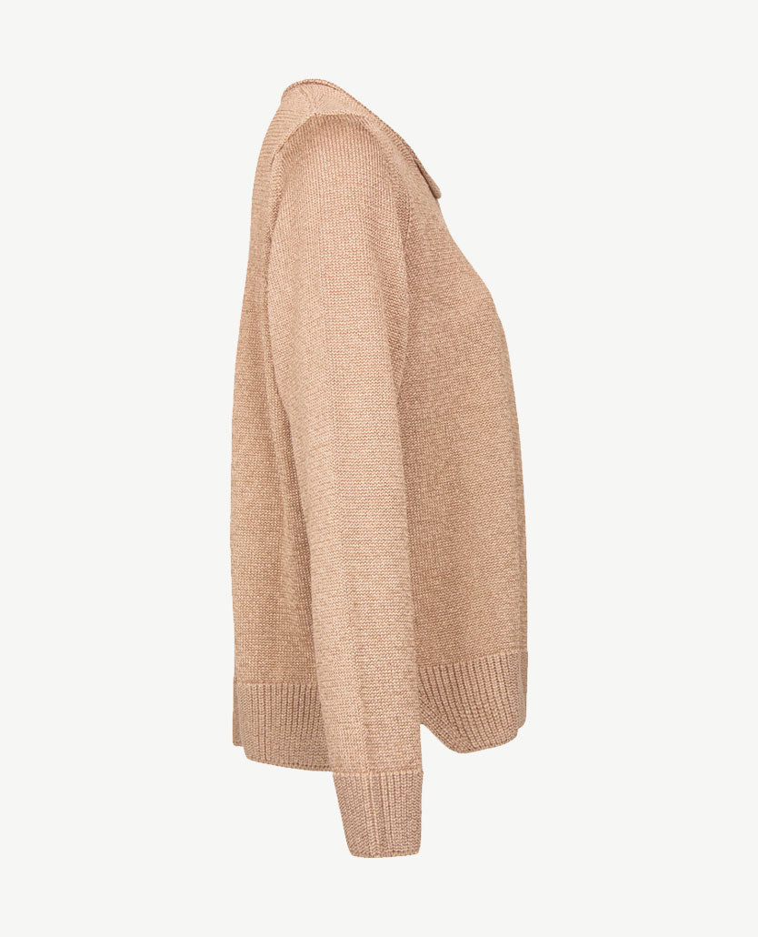 Gollé Haug - Lichte pullover ronde hals - Glans beige-caramel