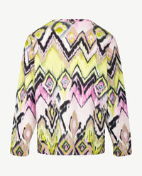 Gollé Haug - Lichte pullover ronde hals - Lime met rose, zwart, beige en wit in een multicolor dessin