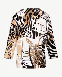 Gollé Haug - Lichte pullover V-hals - Wit met zwart en beiges-taupe