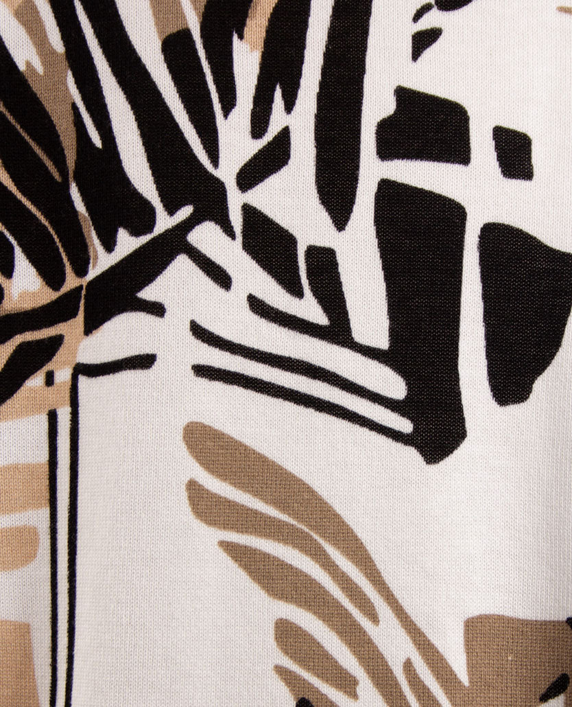 Gollé Haug - Lichte pullover V-hals - Wit met zwart en beiges-taupe