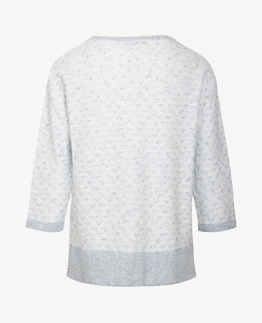 Gollé Haug - Lichte pullover ronde hals - Bouclé wit en blue