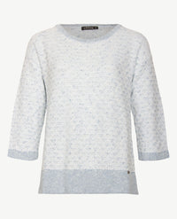 Gollé Haug - Lichte pullover ronde hals - Bouclé wit en blue