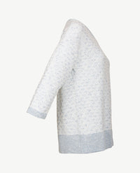 Gollé Haug - Lichte pullover ronde hals - Bouclé wit en blue