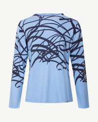 Gollé Haug - Dunne damespullover - Ronde hals - Iceblue met navy