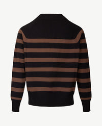 Gollé Haug - Pullover - ronde hals - Streep zwart met choco