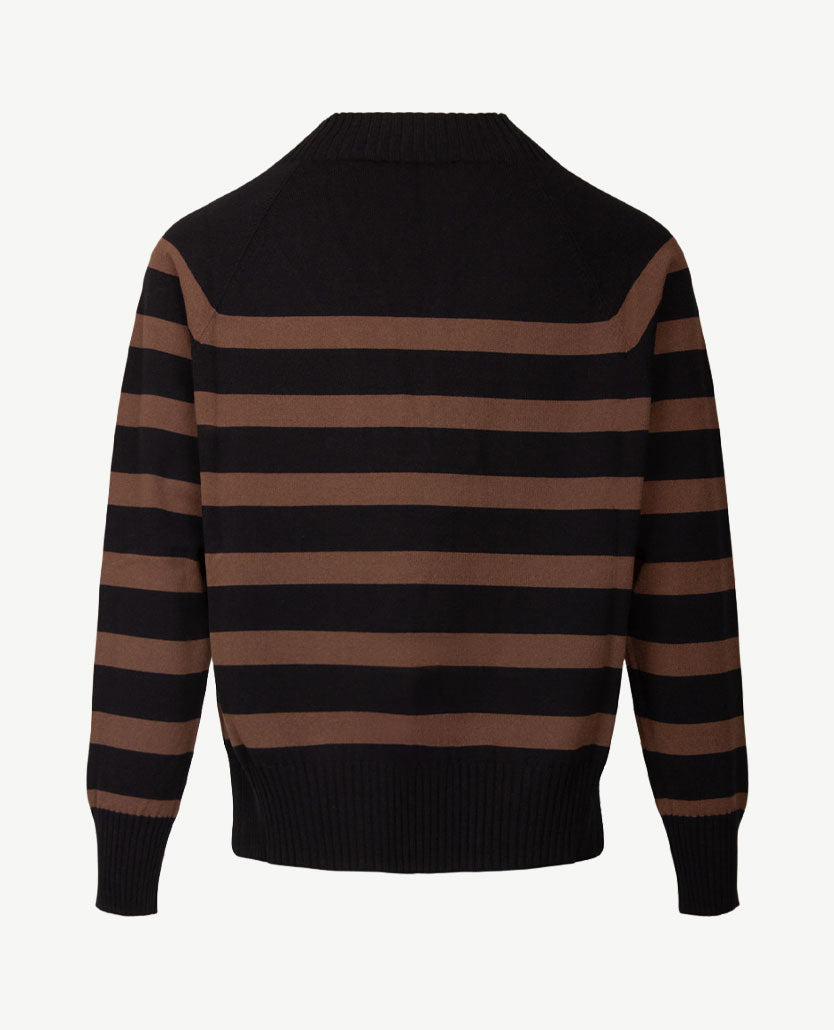 Gollé Haug - Pullover - ronde hals - Streep zwart met choco