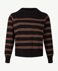Gollé Haug - Pullover - ronde hals - Streep zwart met choco
