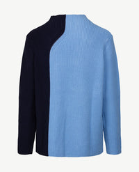 Gollé Haug - Damespullover opstaande boord - Navy en iceblue