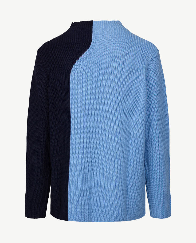 Gollé Haug - Damespullover opstaande boord - Navy en iceblue