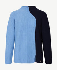 Gollé Haug - Damespullover opstaande boord - Navy en iceblue