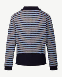 Gollé Haug - Damespolo gebreid - Navy met grijs en blue