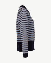Gollé Haug - Damespolo gebreid - Navy met grijs en blue