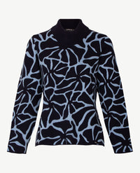 Gollé Haug - Damespullover platte coll - Navy en iceblue
