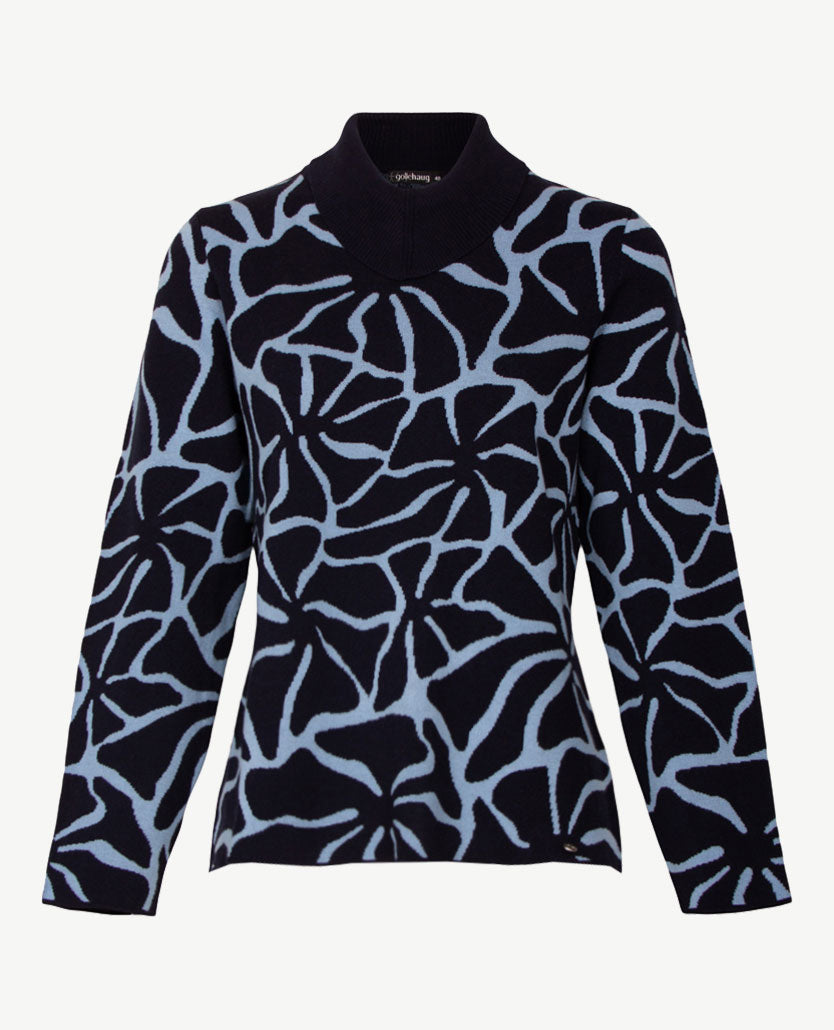 Gollé Haug - Damespullover platte coll - Navy en iceblue