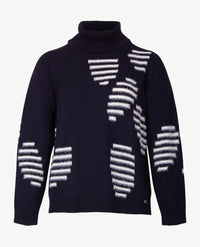 Gollé Haug - Damespullover met coll - Marine met off-white