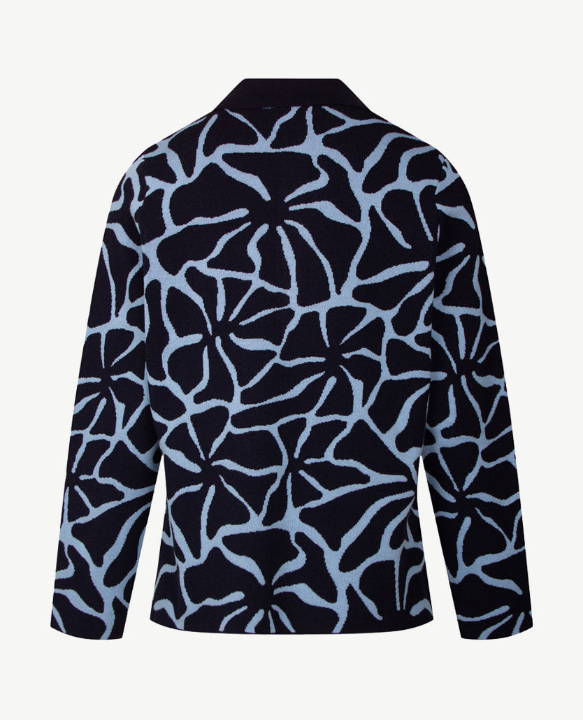 Gollé Haug - Damespolo gebreid - Navy met ijsblauw