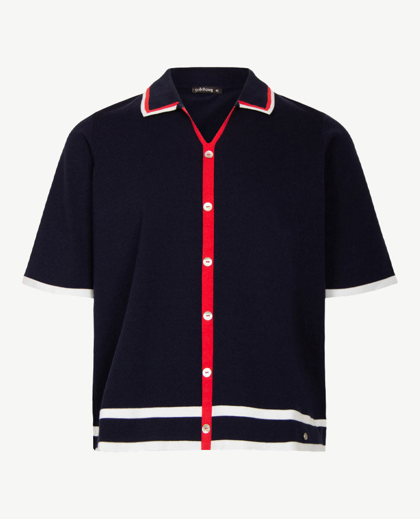 Gollé Haug - Polo - gebreid - Navy met rood en wit