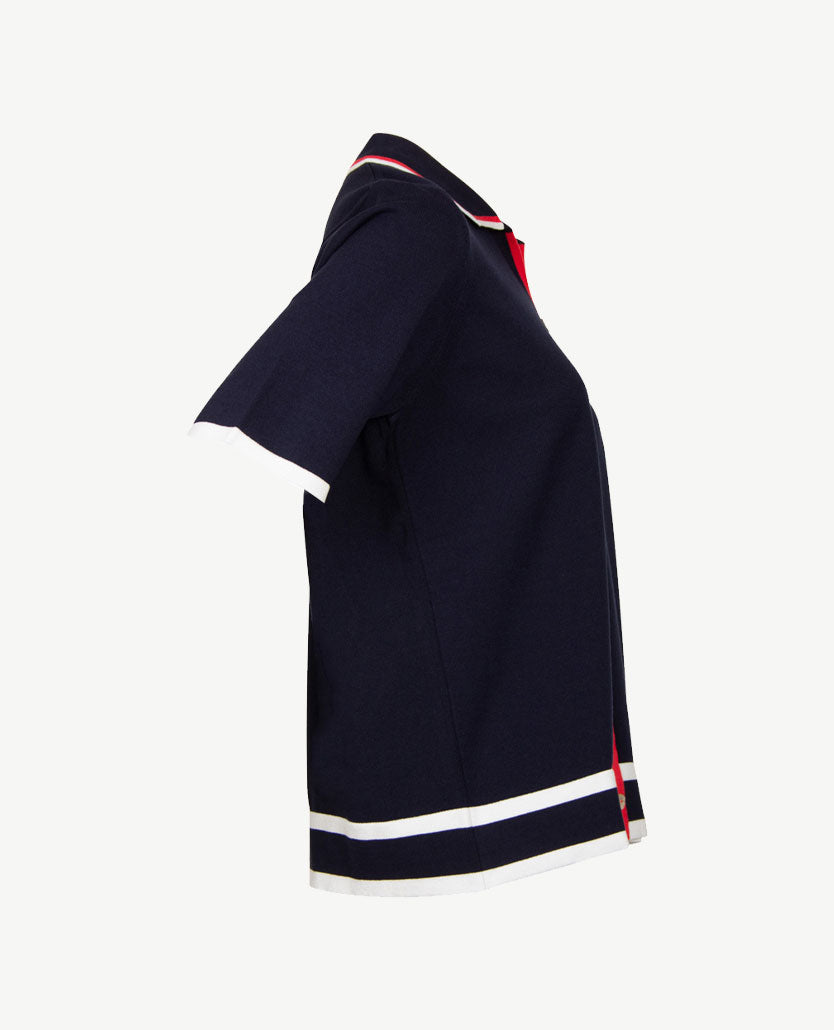Gollé Haug - Polo - gebreid - Navy met rood en wit