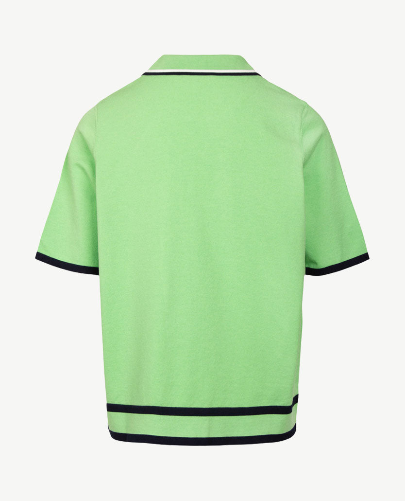 Gollé Haug - Polo - gebreid - Groen met navy en wit