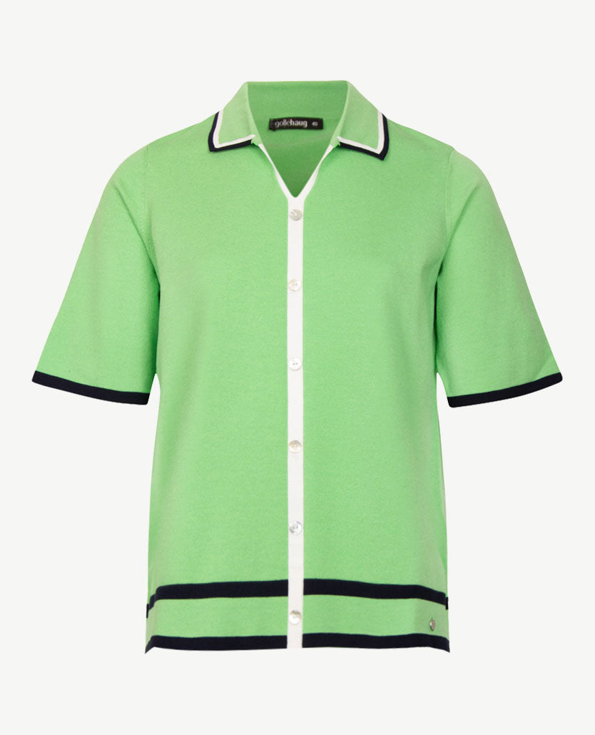 Gollé Haug - Polo - gebreid - Groen met navy en wit