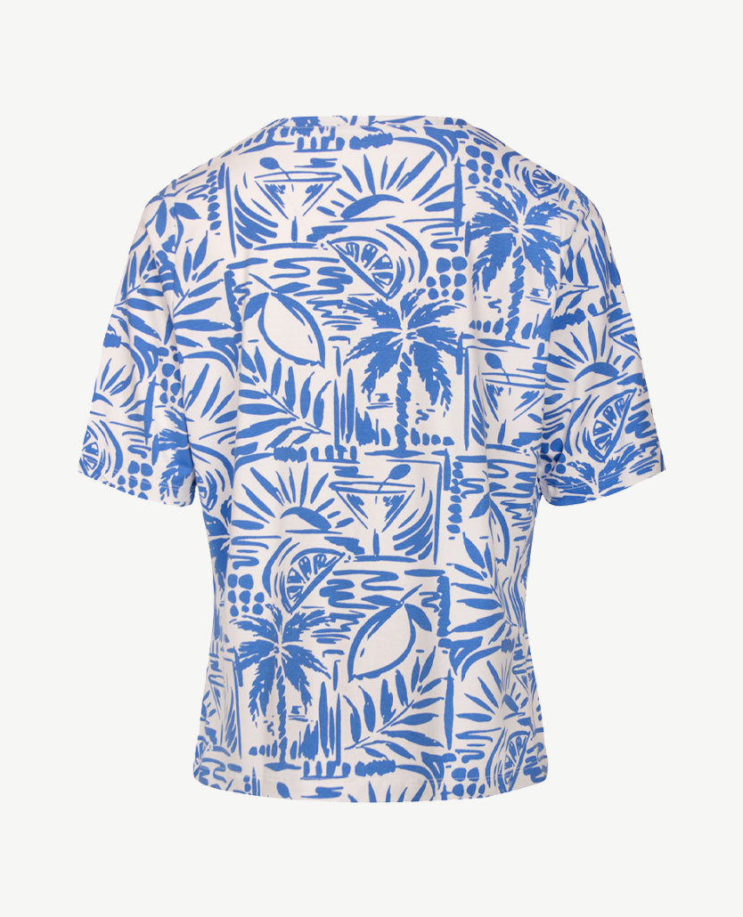 Gollé Haug - Top ronde hals - Kobalt met wit