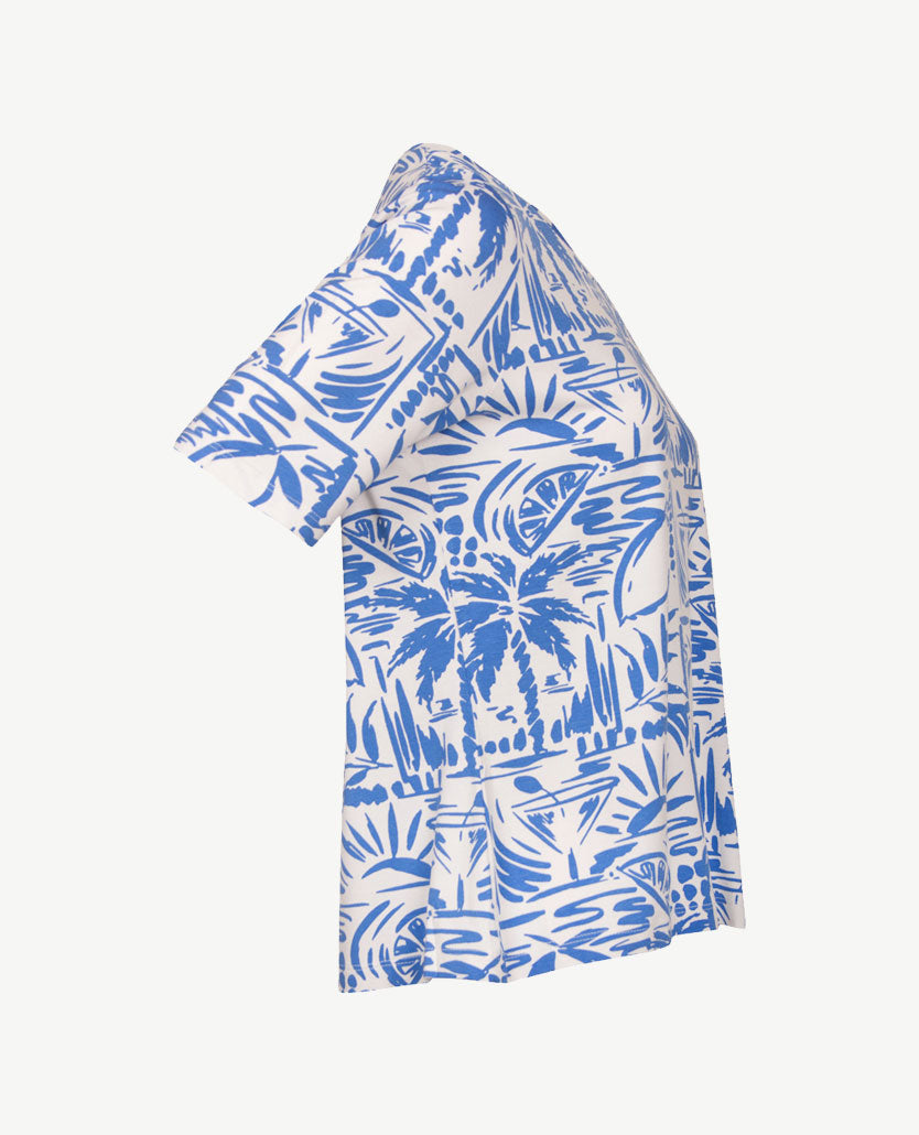 Gollé Haug - Top ronde hals - Kobalt met wit