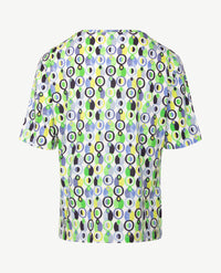 Gollé Haug - Top ronde hals - Bolletjes groen met wit en blauwen