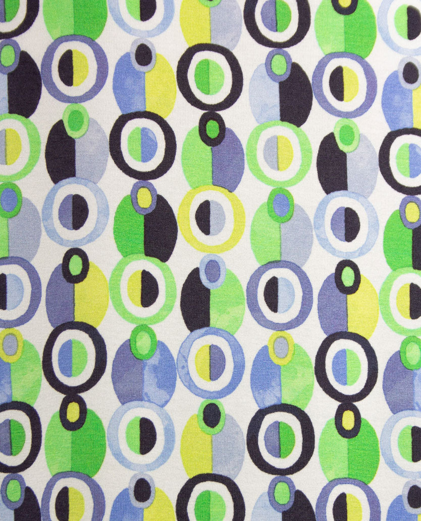 Gollé Haug - Top ronde hals - Bolletjes groen met wit en blauwen