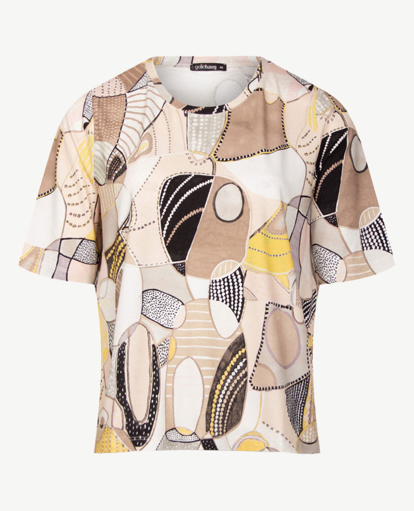 Gollé Haug - Top ronde hals - Beige, taupe, wit en rose