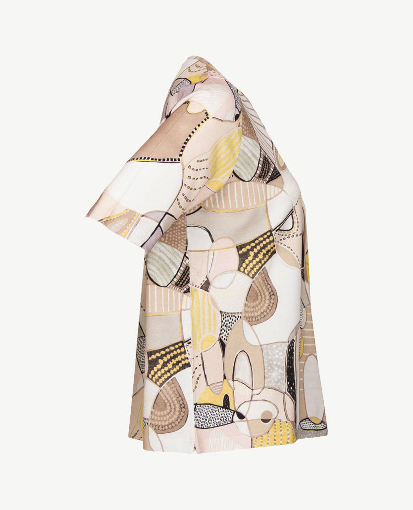 Gollé Haug - Top ronde hals - Beige, taupe, wit en rose