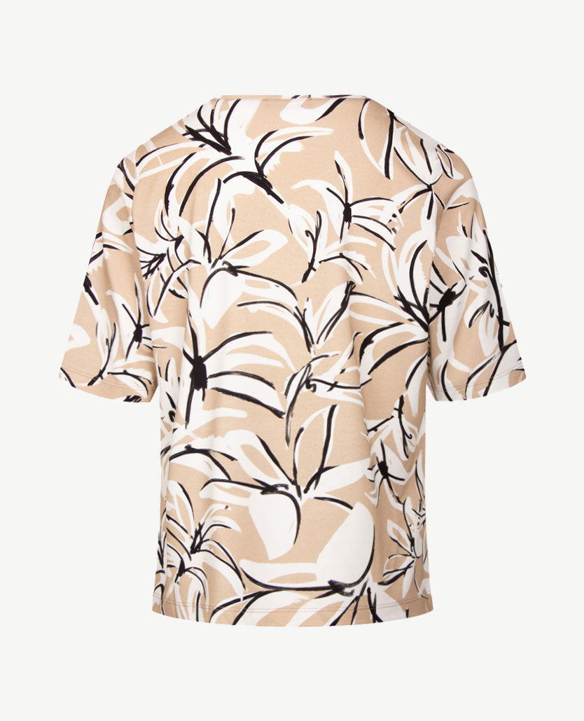 Gollé Haug - Top ronde hals - Beige, taupe, wit met zwart