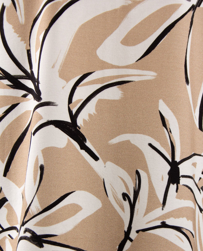 Gollé Haug - Top ronde hals - Beige, taupe, wit met zwart