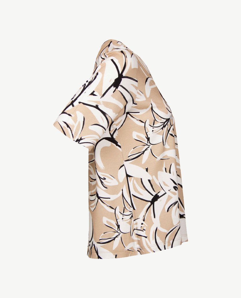 Gollé Haug - Top ronde hals - Beige, taupe, wit met zwart