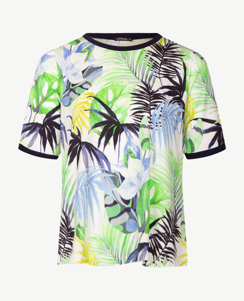 Gollé Haug - Top ronde hals - Navy met groenen, blue en wit